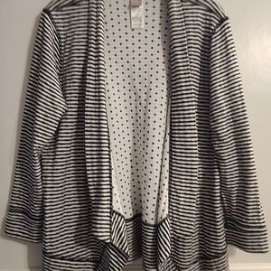 CHICOS Women Striped Open Front Cardigan